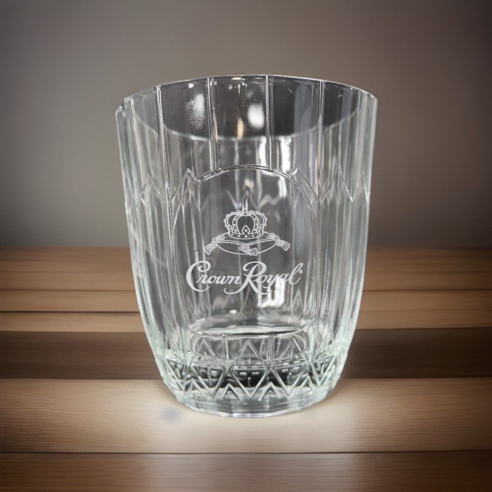 Crown Royal Whiskey Rocks Glass with White Logo VonPok Made In‎ Italy